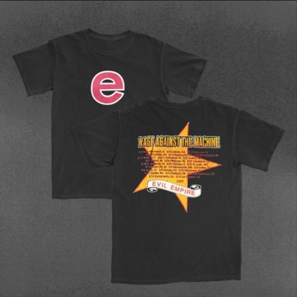 Vintage 90s 1997 Rage Against The Machine Evil Empire E Band Music Tee Shirt